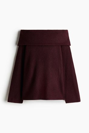 H&M Schulterfreier Pullover - Weinrot