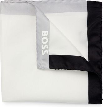 BOSS logo-print silk scarf - men - Silk - One Size - White