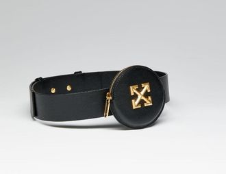 Off-white Womens Leather Coin Purse Belt Black