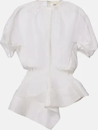 Khaite Rumi sheer peplum silk top