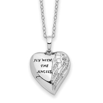Diamond2Deal Sterling Silver Antiqued Cubic Zirconia Fly With The Angels Ash Holder Necklace