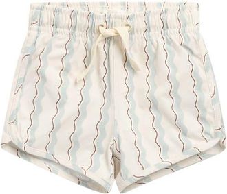 Rylee + Cru Wave Stripe Swim Trunks in Natural at Nordstrom, Size 12-18M