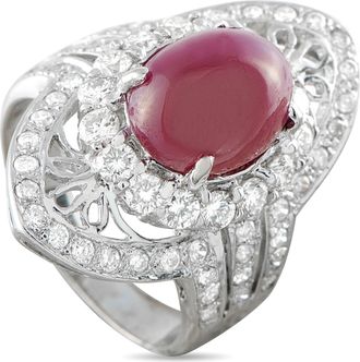 Luxury Bazaar 18K White Gold 1.10ct Diamond and Ruby Cocktail Ring MF21-062426