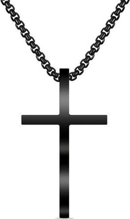 Edforce Mens Cross Pendant Necklace in Black at Nordstrom Rack