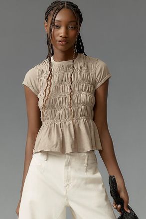Pilcro The Tabby Ruched Cap-Sleeve Tee by Pilcro