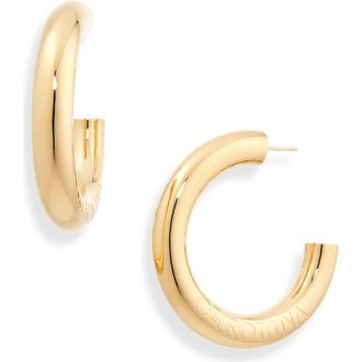 Carolina Herrera Engraved Hoop Earrings in Gold at Nordstrom