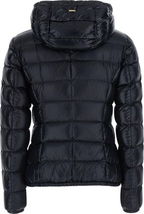 Herno Womens Hooded Short Puffer Jacket Black Polyamide