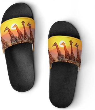 Generic Giraffes Sunset Unisex Beach Slippers & Pool Slides Anti-Slip House Shoes for Home Outdoor