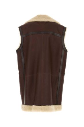 Bottega Veneta Womens Brown Leather Vest Brownbirch Giacche E Gilet