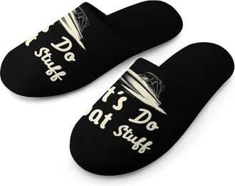 Generic Lets Do Boat Stuff Mens Slippers Warm Non-Slip Houes Shose Spa Slipper for Home Bedroom