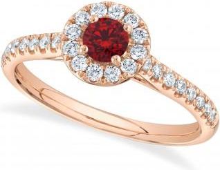 Allurez Round Ruby Solitaire & Diamond Engagement Ring 14K Rose Gold (0.67ct)