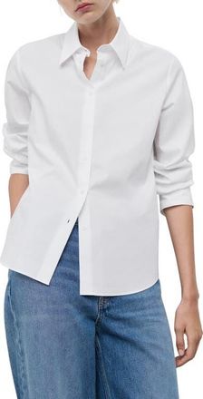 Mango Regular Fit Woven Shirt in Off White at Nordstrom, Size 8