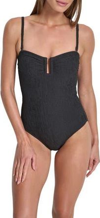 DKNY U-Wire Bandeau One-Piece Swimsuit in Black Texture at Nordstrom Rack, Size X-Large