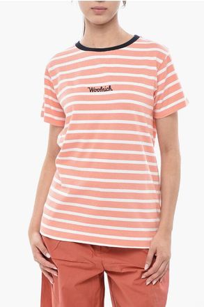 Woolrich Two-Tone Striped Crewneck T-Shirt With Embroidered Logo size Xl