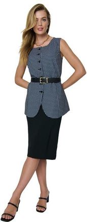 Jessica London Sleeveless Vest And Skirt Suit in Black Gingham at Nordstrom, Size 14
