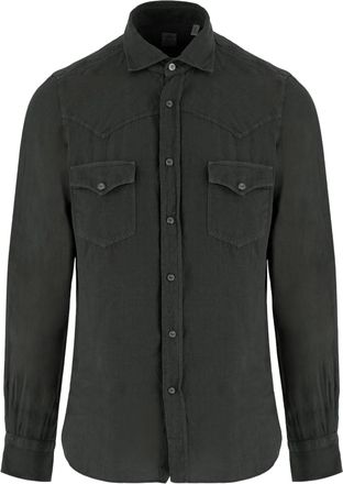 Finamore Textured Linen Shirt with Classic Collar