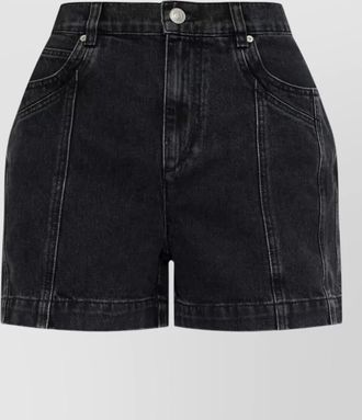 Isabel Marant denim paneled knee-length shorts