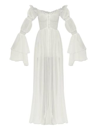 Blumarine buttoned silk chiffon dress - women - Silk - 42 - White