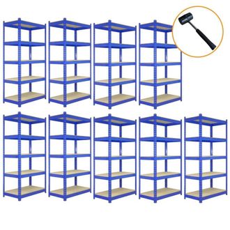 MonsterShop 9 x T-Rax Blue Metal Racking Units 90cm x 45cm x 180cm in Black | Size: 90 cm x 45 cm x 180 cm