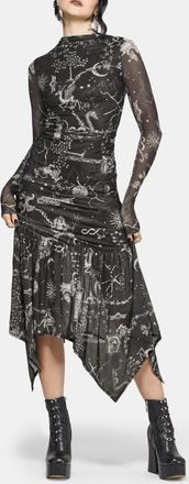 Disturbia Isolde Medieval Map Mesh Midaxi Dress in Black at Nordstrom, Size 14