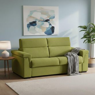 Dmora Sof&aacute; Cama 3 Plazas Nus, Desenfundable, Con Almacenaje Hecho En Italia, Lavable, 225x95 Cm Verde