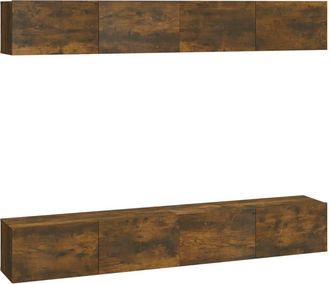 Berkfield Home Wall TV Cabinets 4 pcs Smoked Oak 100x30x30 cm in Brown | Size: 100 x 30 x 30 cm