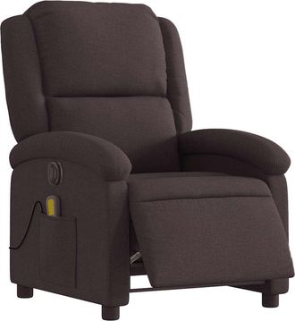 vidaXL Sill&oacute;n Reclinable De Masaje El&eacute;ctrico Tela Marr&oacute;n Oscuro Vidaxl