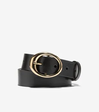 Cole Haan Womens 31MM Oval Centerbar Belt - Black Size Medium