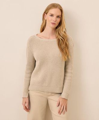 Pact Luxe Knit Boatneck Sweater in Flax Heather at Nordstrom, Size X-Small