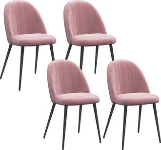 HOMCOM Homcom - Pack De 4 Sillas De Comedor Modernas Sillas De Cocina Tapizada En Terciopelo Con Respaldo Alto Y Patas De Acero Para Sala De Estar 50x52x83 C