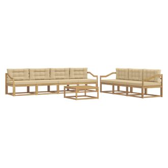 vidaXL Set Di Divani Da Esterno 7 Pz 7-posti Bianco E Beige Vidaxl