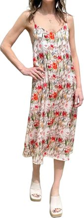 Astrid Garden Print Spaghetti Strap Dress In Pink Floral