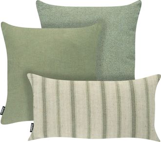 Beliani Conjunto De 3 Cojines Decorativos Para Exterior Accesorios De Jard&iacute;n Verde Manzanit
