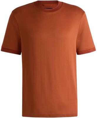 BOSS Regular-fit T-shirt in seersucker fabric