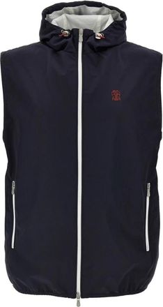 Brunello Cucinelli Two-way Zip Vest - Heren - Bodywarmers - Blauw - L - Jassen