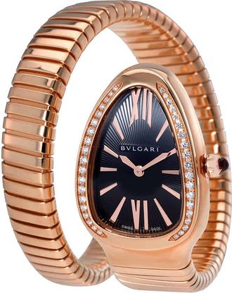 Bulgari Serpenti Tubogas Black Opaline Dial 18k Pink Gold Quartz Ladies Watch 101815