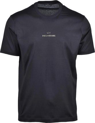 Paul & Shark Classic Black Cotton T-Shirt With Gold Logo Detail