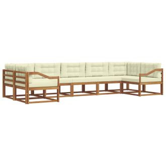 vidaXL Conjunto De Sof&aacute;s De Exterior Con Coj&iacute;n 7 Pcs Natural Y Crema Vidaxl