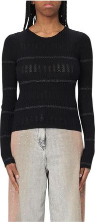 Pinko Gebreide Pullover Sweater - Dames - V-hals truien - Zwart - XS - Truien & Vesten
