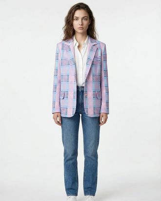 Marni Pink Checked Casual Jacket, Brand Size 38 (US Size 6)