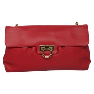 Ferragamo Pre-owned Shoulder Bags, female, Red, Size: ONE SIZE Pre-owned Leather Shoulder Bag