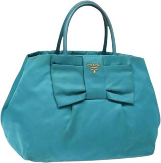 Prada Pre-owned Handbags, female, Blue, Size: ONE SIZE Pre-owned Nylon Handbag