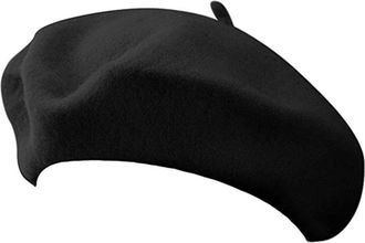 Jacobson Hat Company Classic French Artist 100% Wool Beret Hat Black