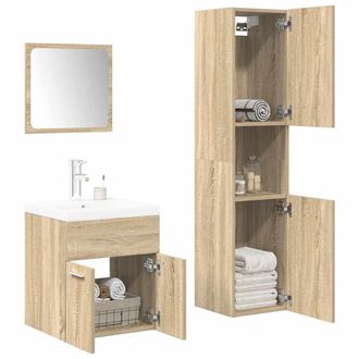 Berkfield Home 4 Piece Bathroom Furniture Set Sonoma Oak Engineered Wood in Brown