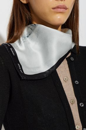 Acne Studios Silk Scarf With Pattern, Unisex, Grey
