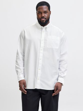 Jack & Jones Plus Size Langarmhemd JPRBLUBROOK OXFORD SHIRT L/S NOOS PLS, Herren, Gr. 4XL, N-Gr, weiss (wei&szlig; fit:slim fit), Web, Obermaterial: 97% Baumwolle, 3% Elasthan, JA