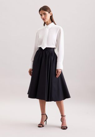 Seidensticker Midirock SEIDENSTICKER, Damen, Gr. 38, navy, 49% Baumwolle, 46% Polyester, 5% Elasthan, unifarben, normal, R&ouml;cke Midirock