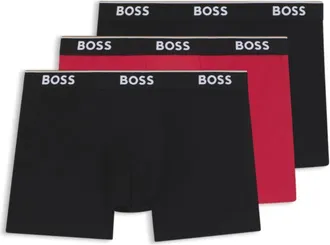 BOSS Three-pack of stretch-cotton boxer briefs with logo waistband