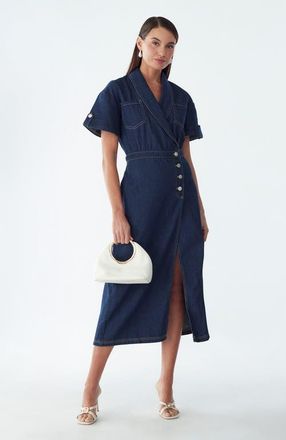 Willa Sil Midi Dress in Dark Blue Wash at Nordstrom, Size 14