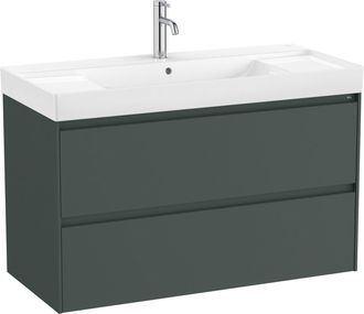 Roca Roca - Pack Unik Mueble Base De 2 Cajones + Lavabo Ona Color: Verde Mate